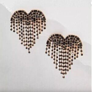 Free People Black and Gold Heart Earrings
